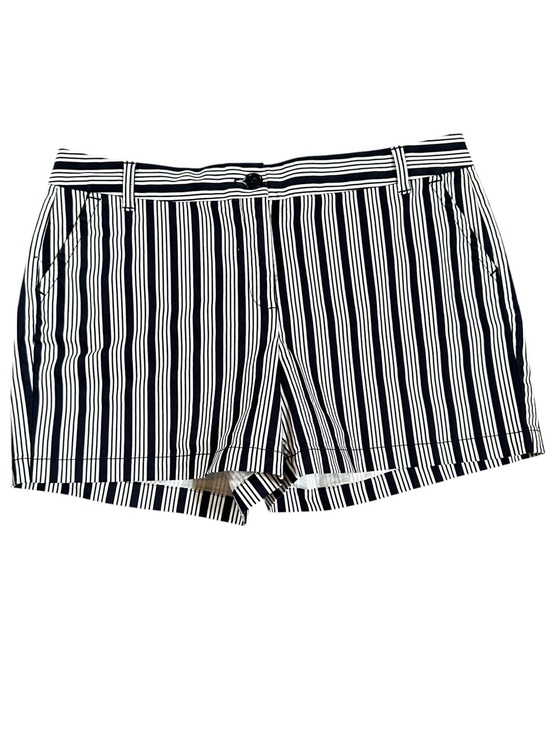 crown & ivy Pants - CROWN & IVY navy blue & white striped cotton blend stretch shorts size 14